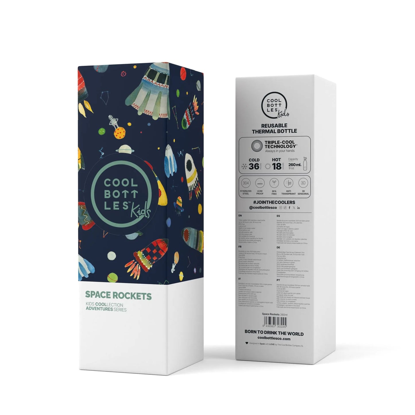 Cool Bottles - Garrafa Térmica 260ml - Space Rockets
