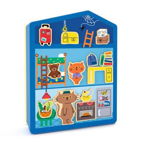 InZeHouse – Caixa de Metal com Imans de Madeira | Djeco