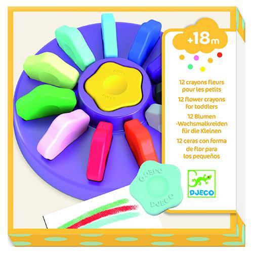 12 Lápis Cera em Formato Flor
