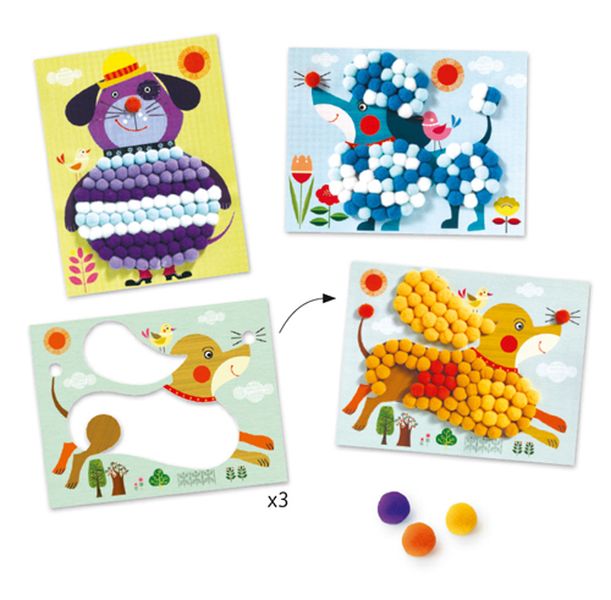 Cães Pompom - Atividade de Colagem | Djeco