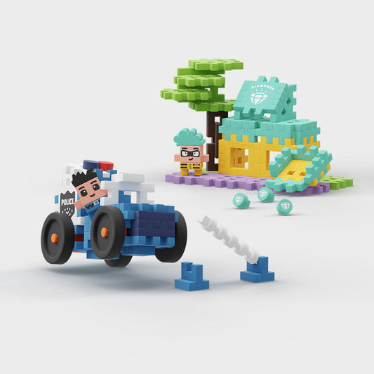 Marioinex - Mini Waffle City - Carro da Polícia e Loja de Jóias