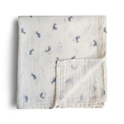 Musselina swaddle Mushie (Whales)