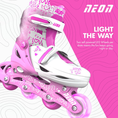 Patins Evolutivos Combo - Rosa Neon - Yvolution