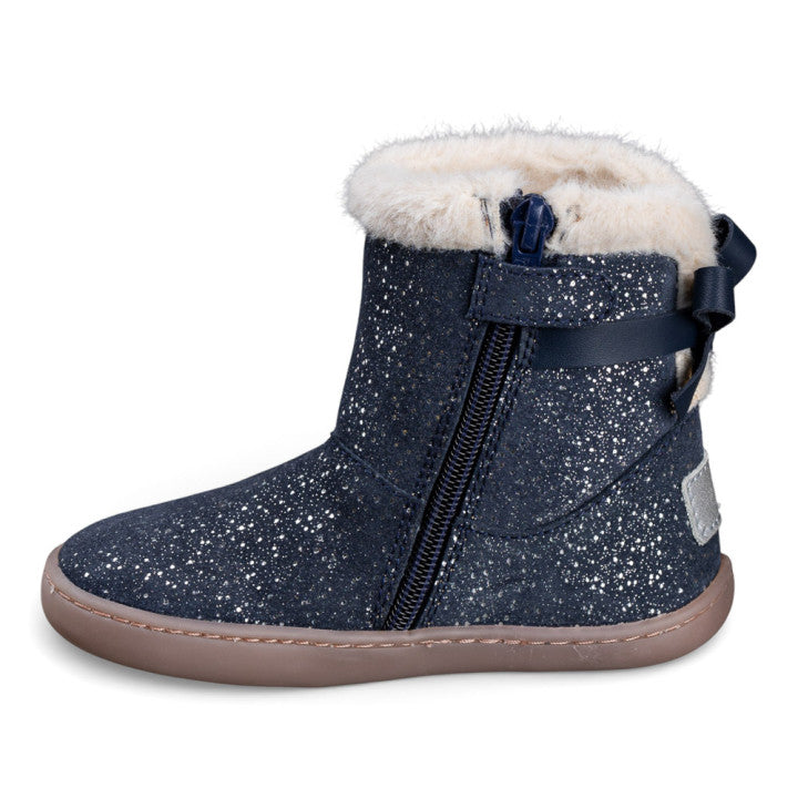 Botas com Pêlo - Laço Azul C/ Brilho Prata | Chetto.