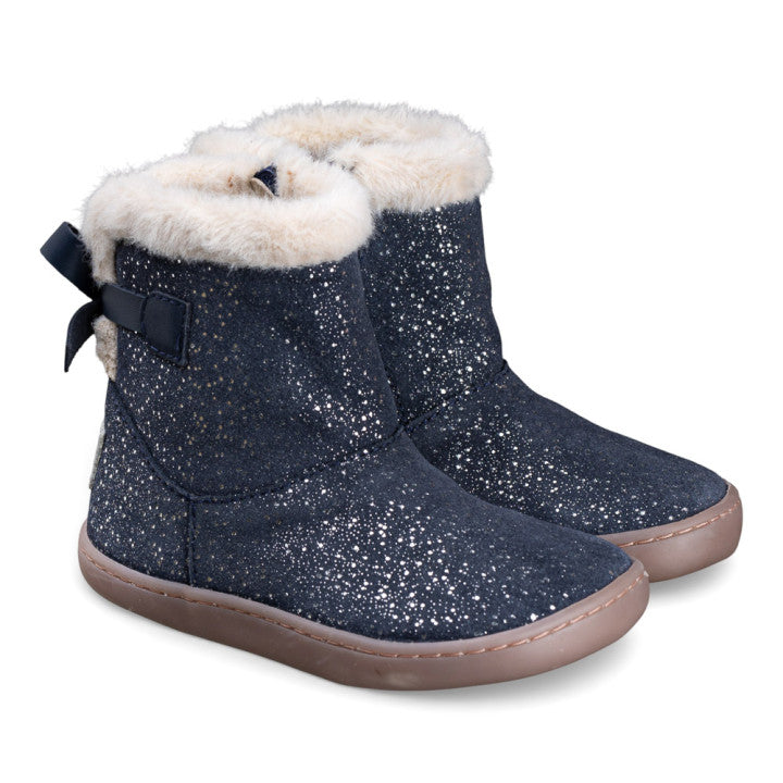 Botas com Pêlo - Laço Azul C/ Brilho Prata | Chetto.