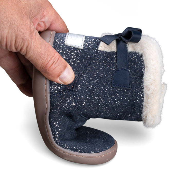 Botas com Pêlo - Laço Azul C/ Brilho Prata | Chetto.