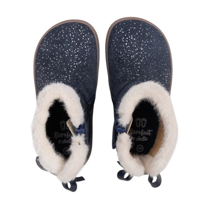 Botas com Pêlo - Laço Azul C/ Brilho Prata | Chetto.