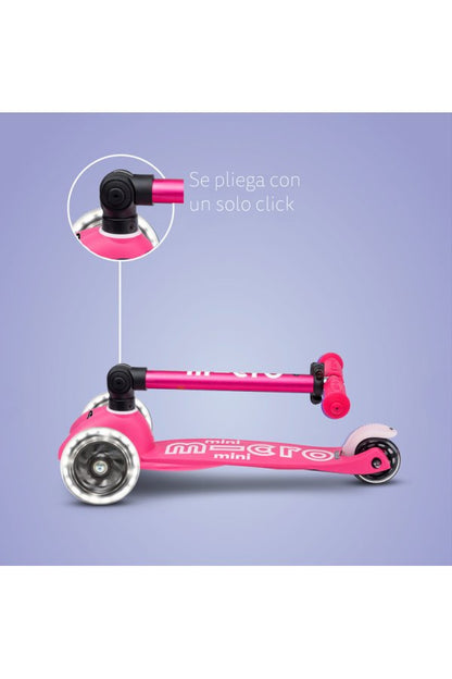 Trotinete Dobrável LED Rosa