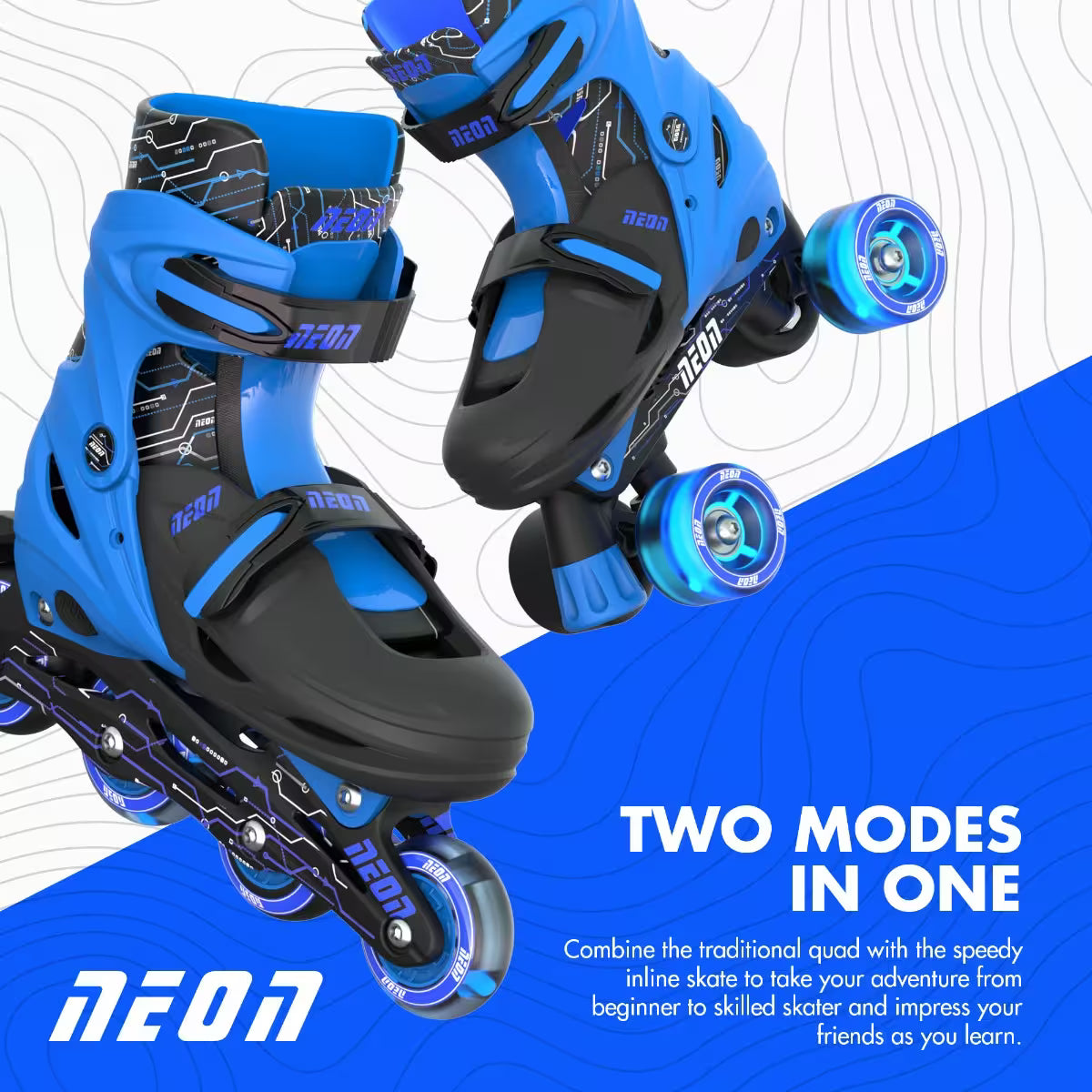 Patins Evolutivos Combo - Azul Neon - Yvolution